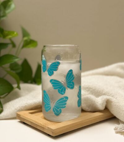 Butterfly color changing iced coffee cup