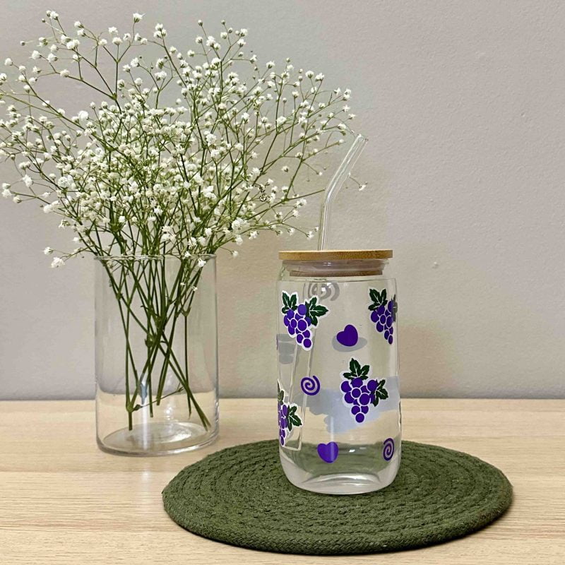 grape color changing drinking glass can cup