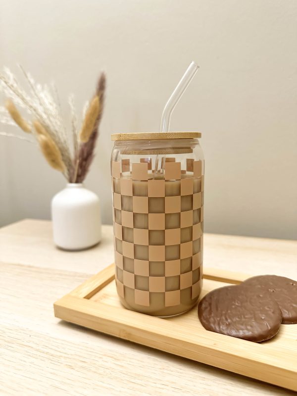 checkered drinking glass