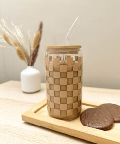 checkered drinking glass