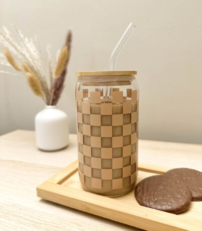 checkered drinking glass