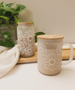 daisy flower drinking glass-frosted