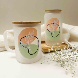 wild flower drinking glass with handle