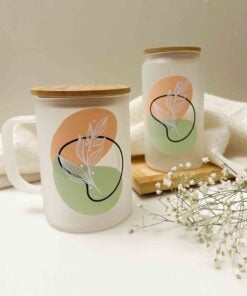 wild flower drinking glass with handle