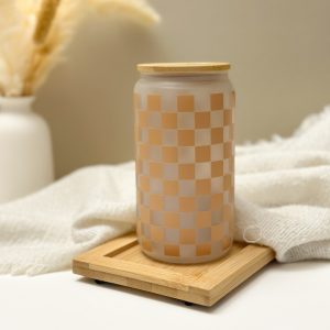 Checkered Frosted Drinking Glass
