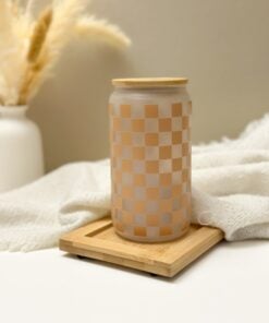Checkered Frosted Drinking Glass