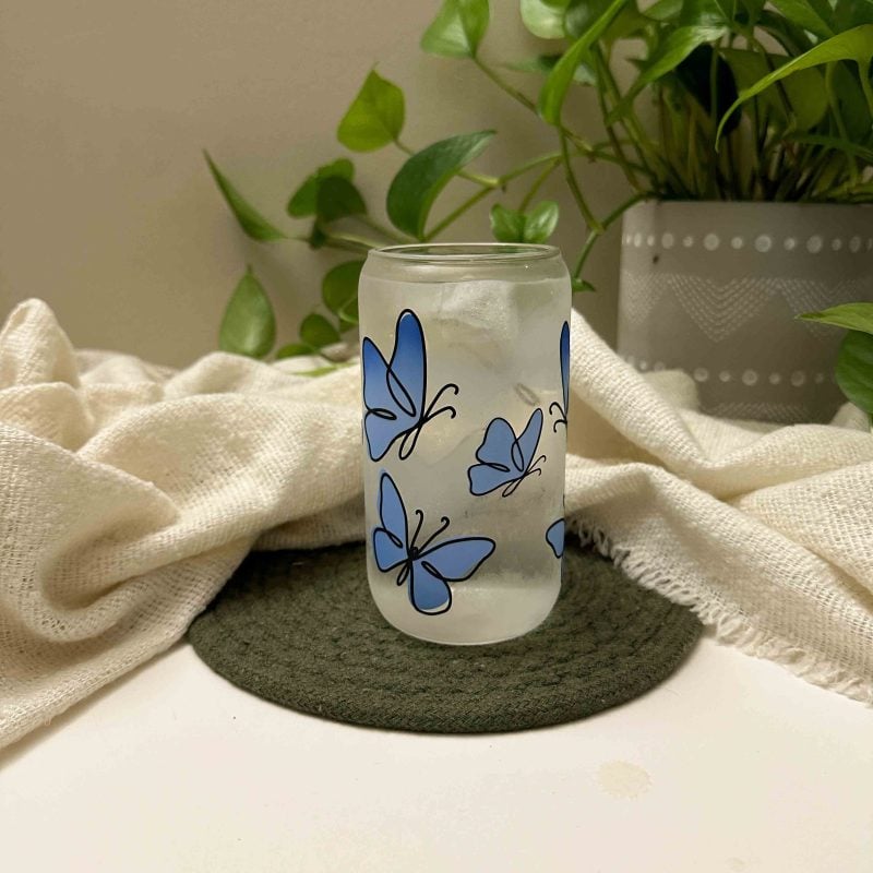 abstract butterfly color changing drinking glass