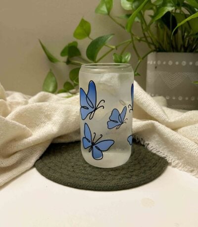 abstract butterfly color changing drinking glass