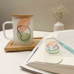 wild flower drinking glass with matching bookmark