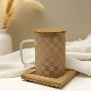 Checkered Iced Coffee Cup with handle