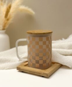 Checkered Iced Coffee Cup with handle