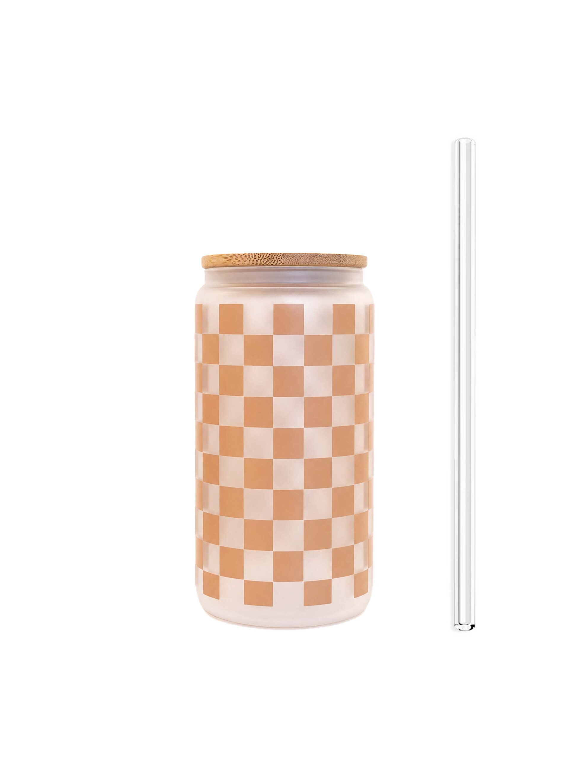 coffee checkered coffee checkered cup with bamboo lid