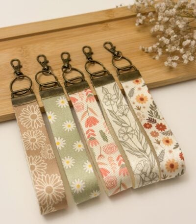 Canvas Wristlet Keychain Lanyard