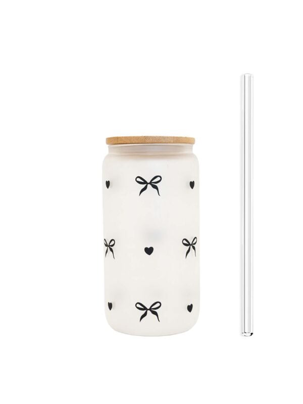 black bow cup with bamboo lid