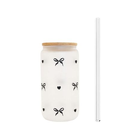 black bow cup with bamboo lid