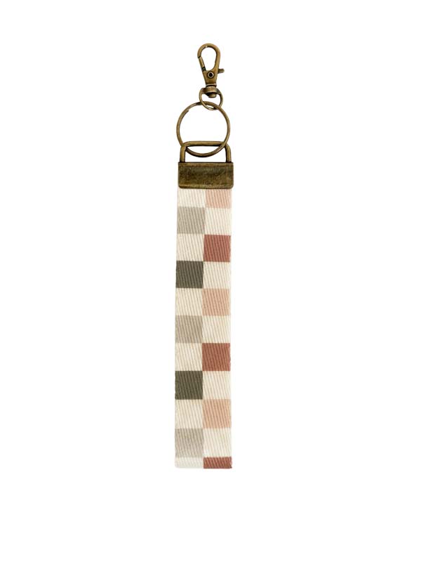 boho checkered Wristlet Keychain Lanyard - Boho Checkered