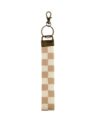 Wristlet Keychain Lanyard - Coffee Checkered