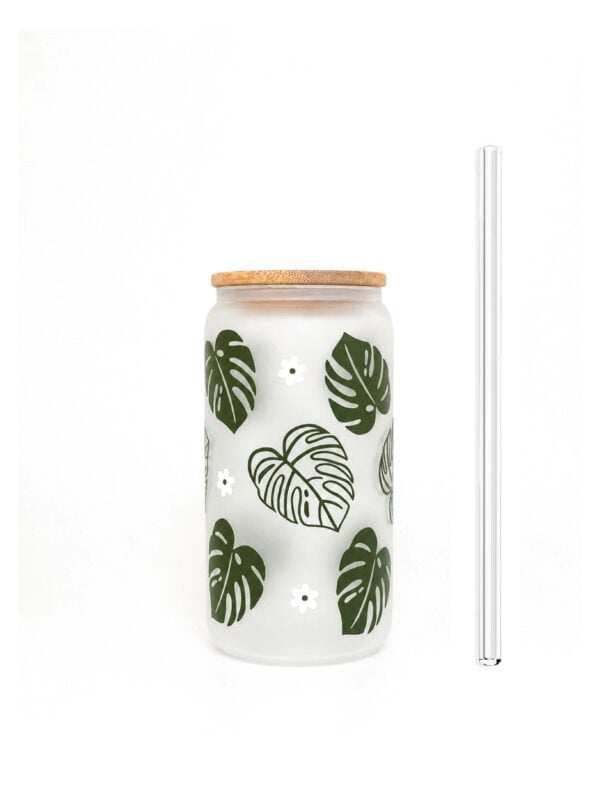 monstera cup with bamboo lid