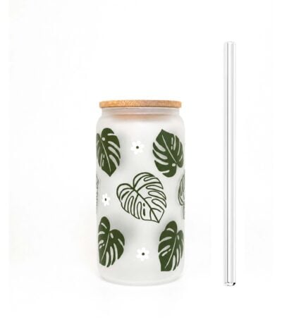 monstera cup with bamboo lid