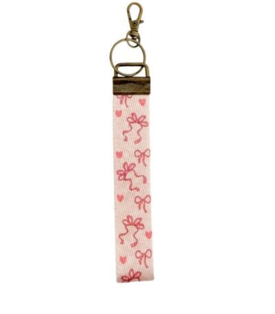 Wristlet Keychain Lanyard - Pink Bow