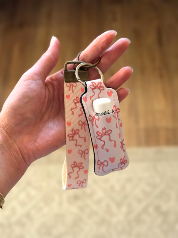 Wristlet Keychain Lanyard - Pink Bow