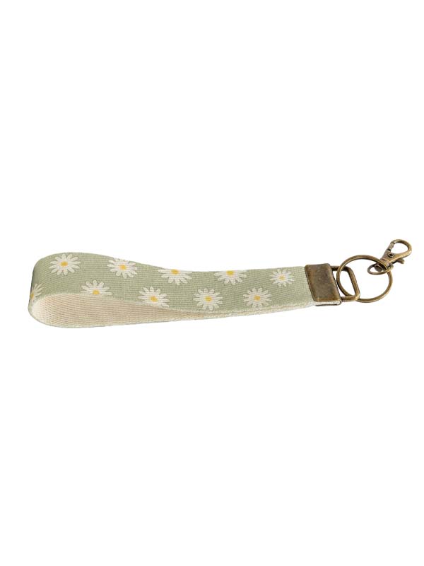 Wristlet Keychain Lanyard - Sage Daisy