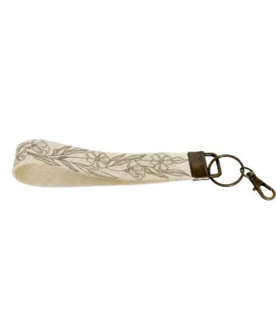 wristlet keychain lanyard wild flower pattern