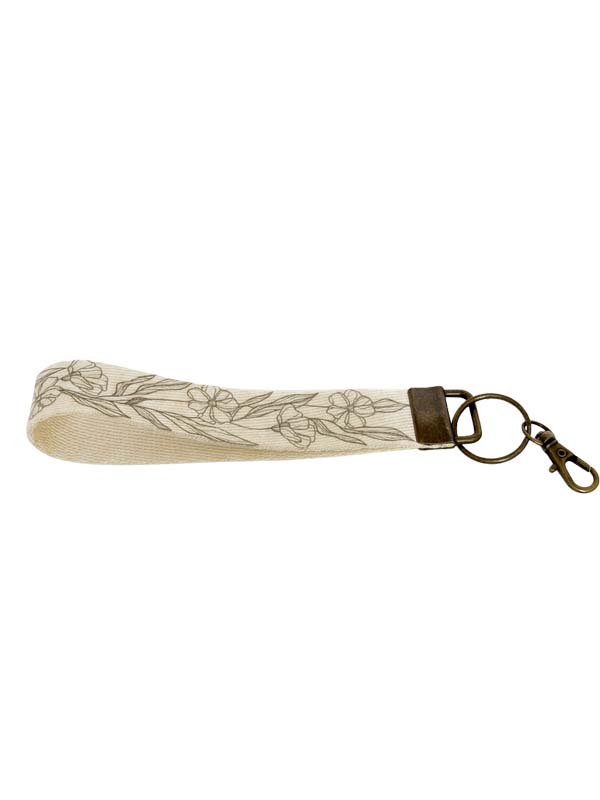 wristlet keychain lanyard wild flower pattern