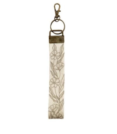 wristlet keychain lanyard wild flower pattern