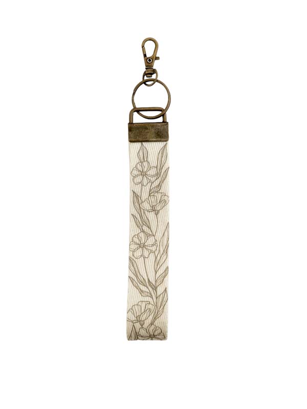 wristlet keychain lanyard wild flower pattern